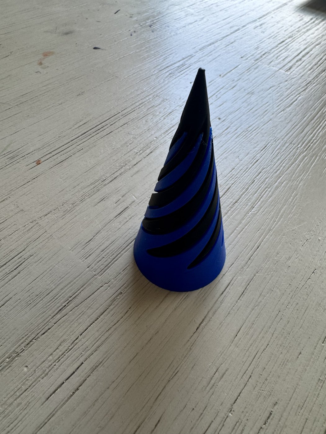 Spiral Cone Sculpture — Blue & Black