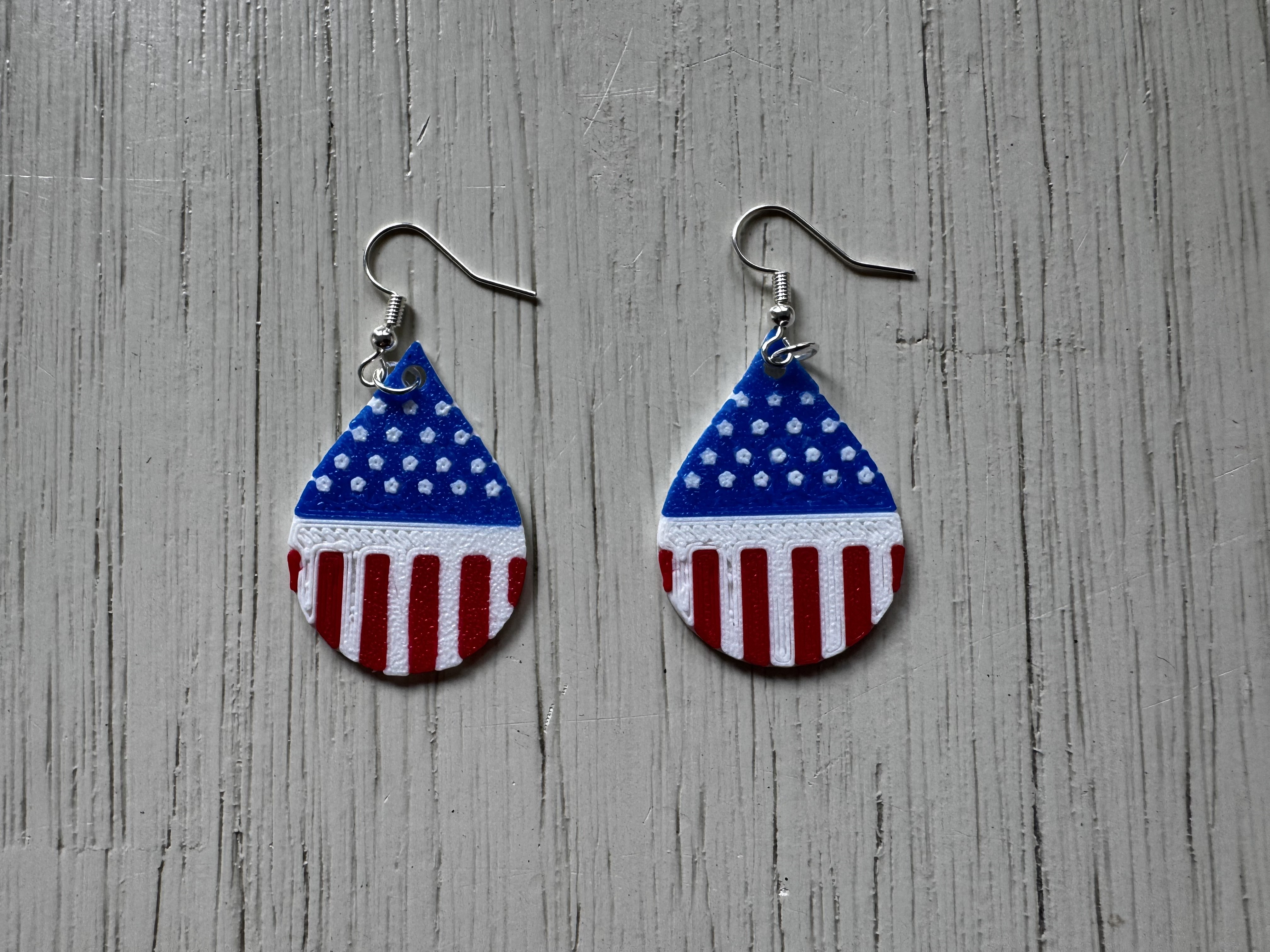 USA Flag Teardrop Earrings